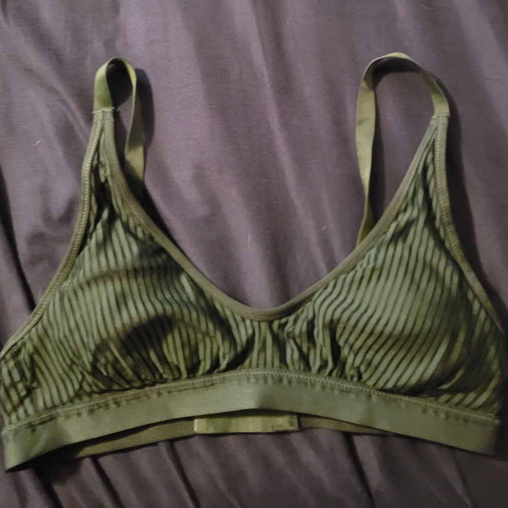 Aerie striped mesh scoop bralette small Sycamore